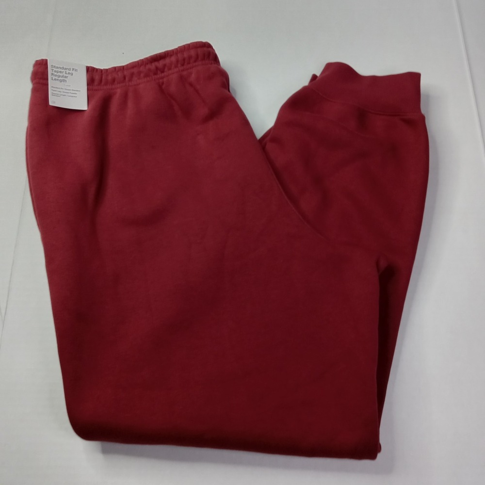 Nike Club Fleece Dark Team Red White Taper Leg Joggers Men's Size 2XL FN3787-619